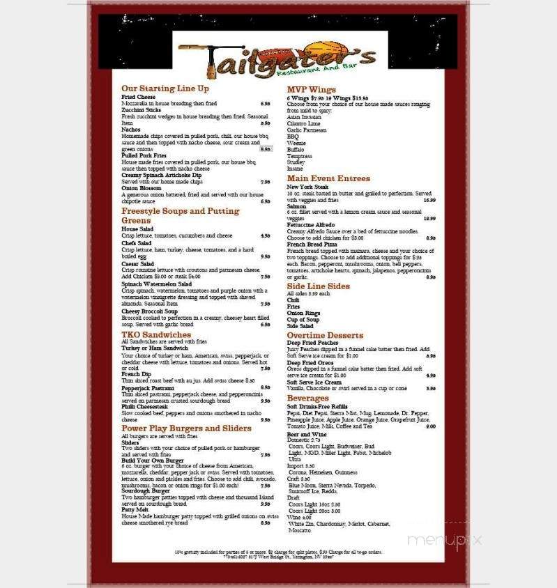 Tailgater's - Yerington, NV menu_pic