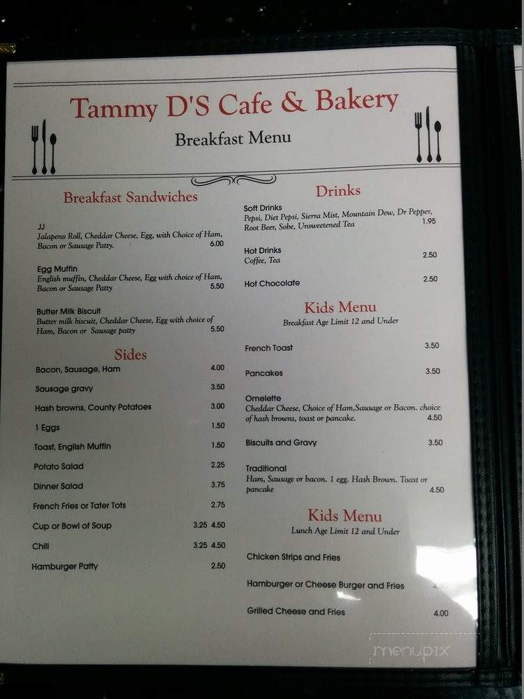 Tammy D's Cafe And Bakery - Mulino, OR menu_pic