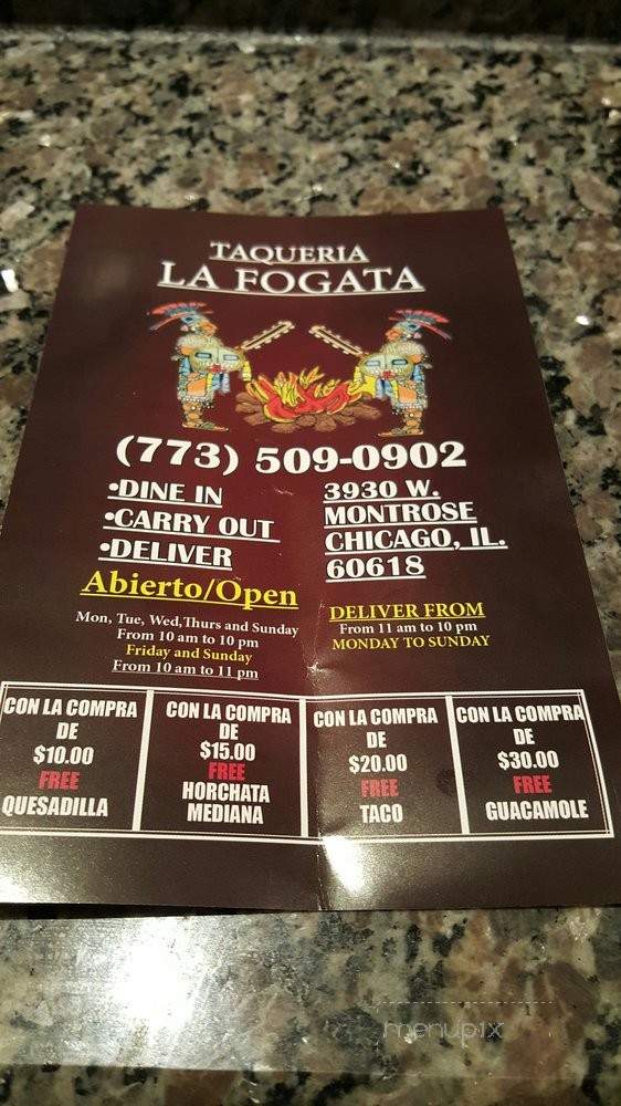Taqueria La Fogata - Chicago, IL menu_pic