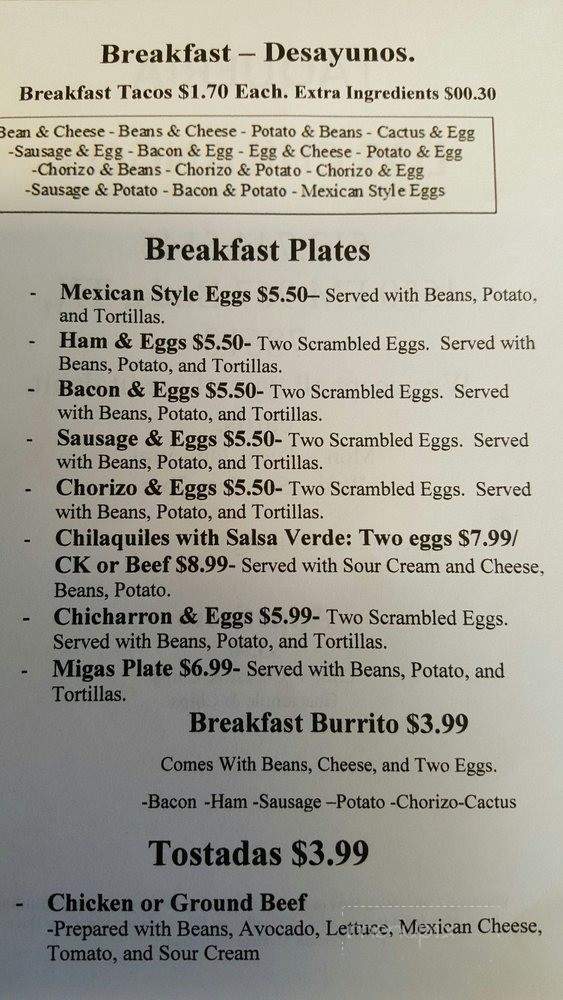 Taqueria Los Chilangos - Buda, TX menu_pic