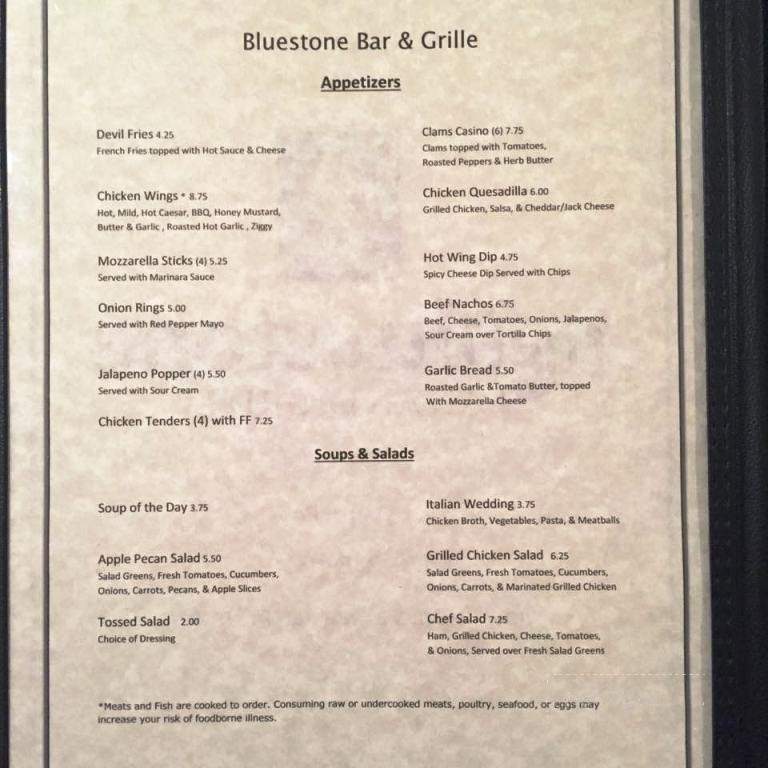 The Bluestone Bar and Grille - Honesdale, PA menu_pic