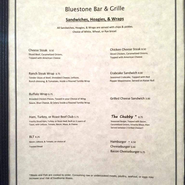 The Bluestone Bar and Grille - Honesdale, PA menu_pic