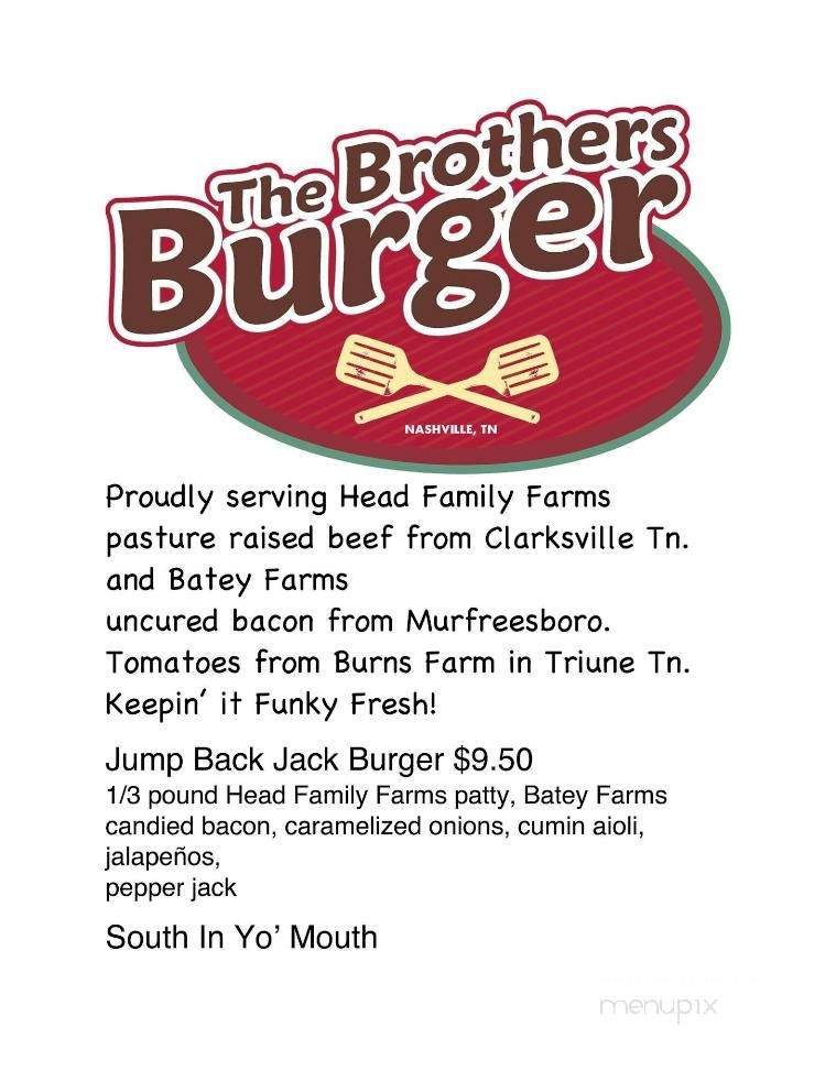 The Brother's Burger - Nashville, TN menu_pic