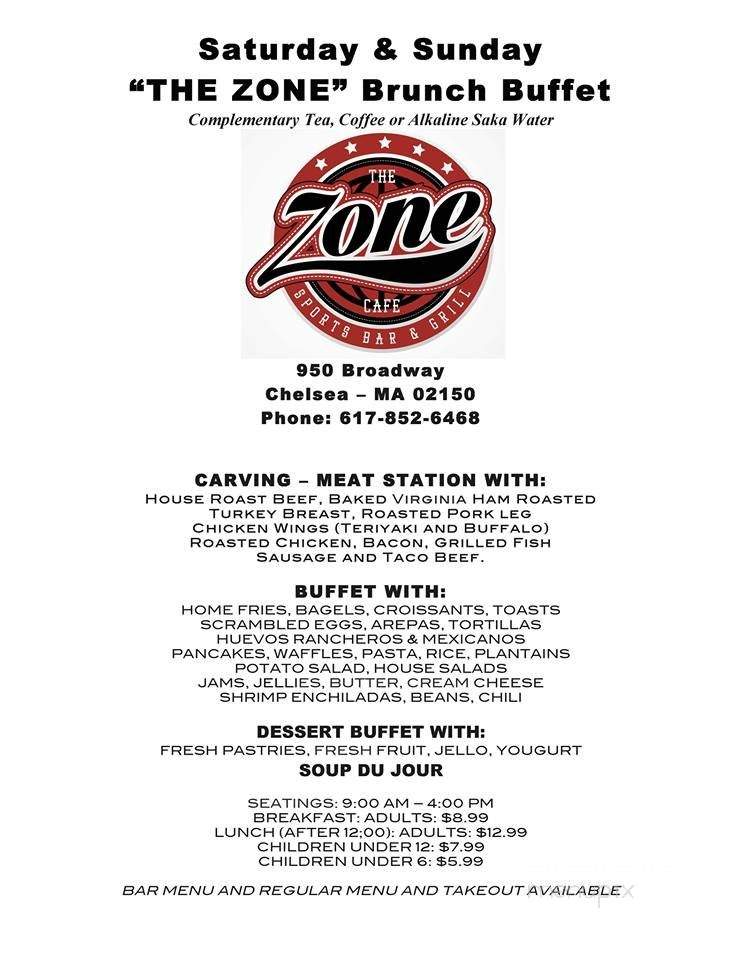 The Zone Cafe Sports Bar & Grill - Chelsea, MA menu_pic