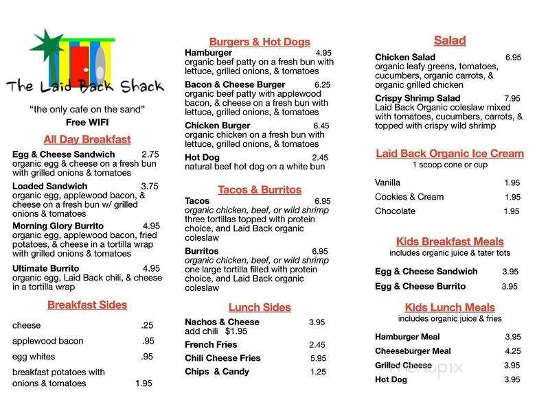 The Laid Back Shack - San Clemente, CA menu_pic