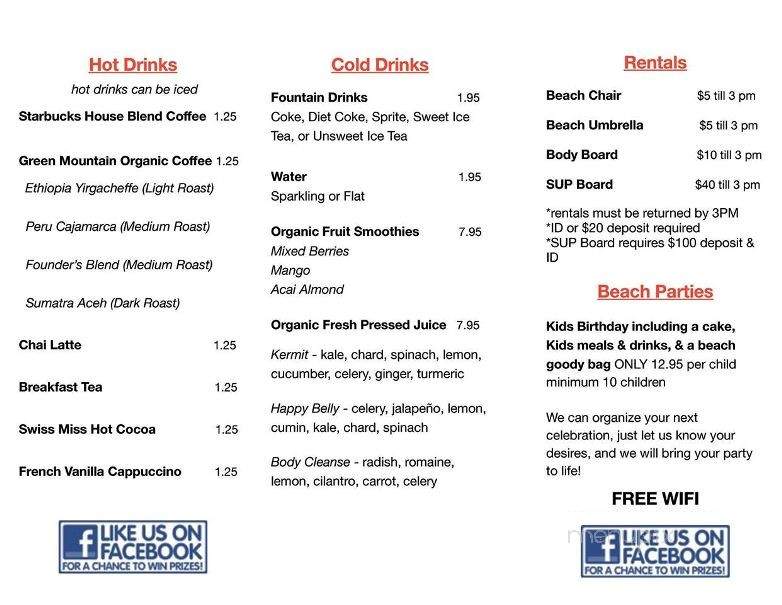 The Laid Back Shack - San Clemente, CA menu_pic