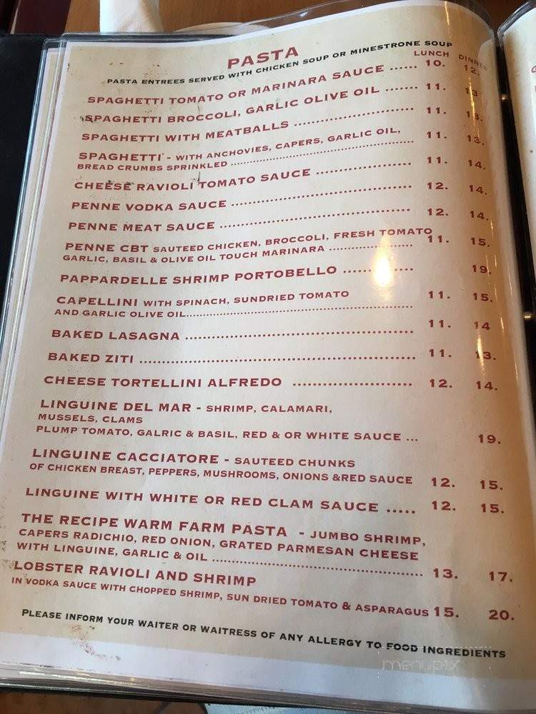The Recipe Italian Restaurant - Bergenfield, NJ menu_pic