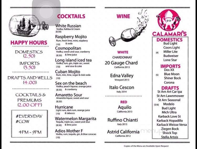 Calamari's - Houston, TX menu_pic