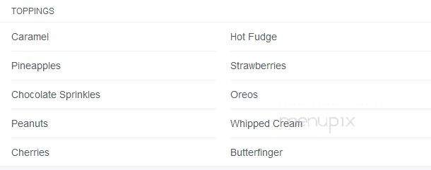 Corner Creamery - Lenoir, NC menu_pic