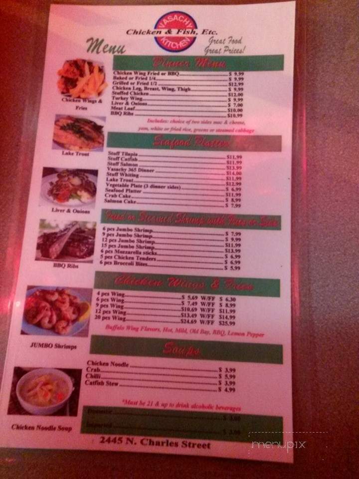 Vasachy's - Baltimore, MD menu_pic
