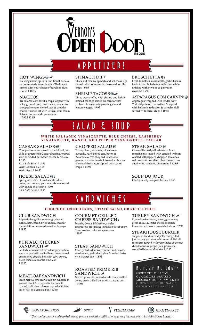 Vernon's Open Door - Albuquerque, NM menu_pic