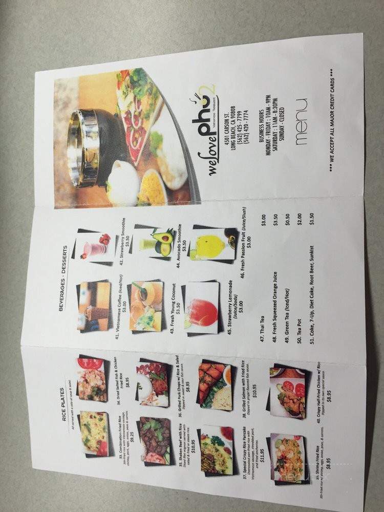 We Love Pho II - Long Beach, CA menu_pic