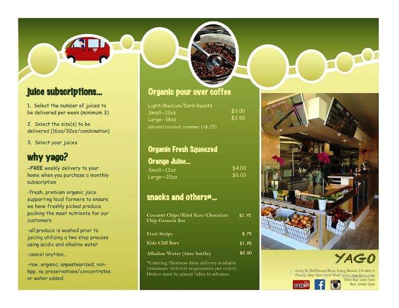 Yago Juice - Long Beach, CA menu_pic