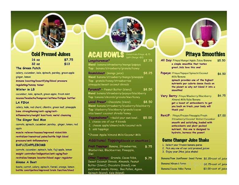 Yago Juice - Long Beach, CA menu_pic