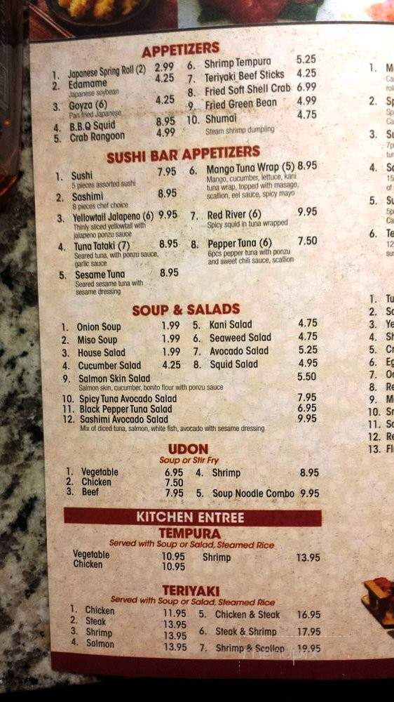 Yamazaki Sushi and Hibachi - Columbus, GA menu_pic