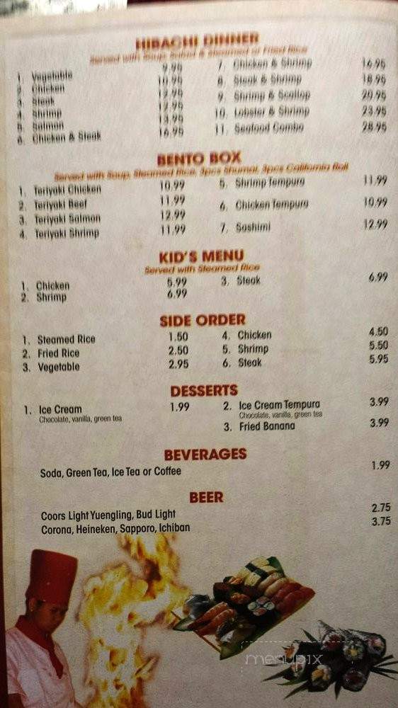 Yamazaki Sushi and Hibachi - Columbus, GA menu_pic