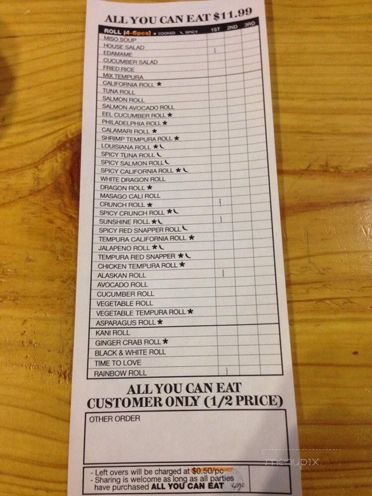 Zen Sushi - Frisco, TX menu_pic