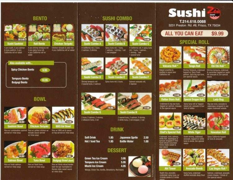 Zen Sushi - Frisco, TX menu_pic