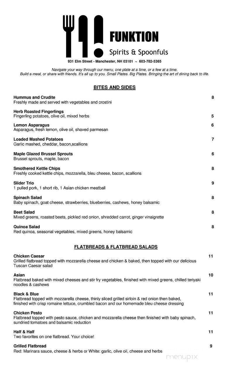 Funktion Spirits and Spoonfuls - Manchester, NH menu_pic