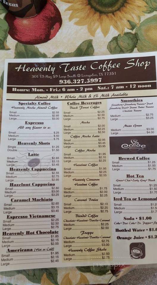 Heavenly Taste Coffee Shop - Livingston, TX menu_pic