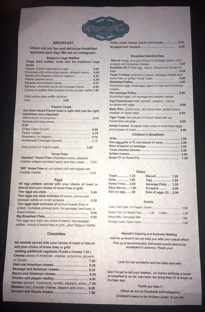 Mama B's good eats - Denham Springs, LA menu_pic