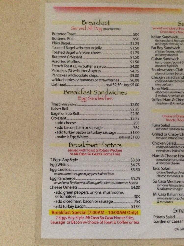 Mi Casa Su Casa Cafe 2 - Reading, PA menu_pic