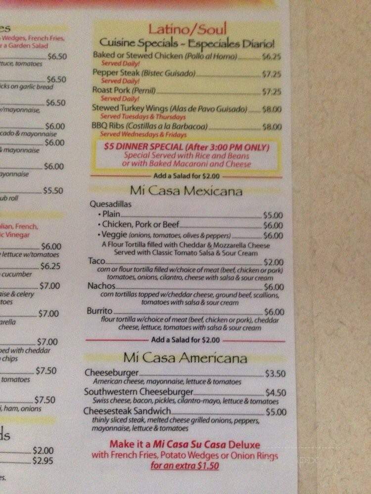Mi Casa Su Casa Cafe 2 - Reading, PA menu_pic