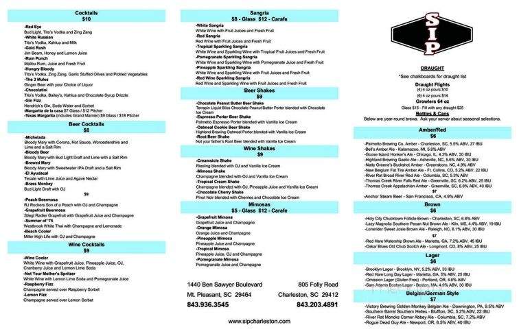 SIP - Leonardtown, MD menu_pic
