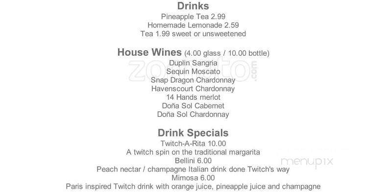 Twitch Bar & Grill - Rocky Mount, NC menu_pic