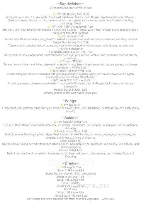 Twitch Bar & Grill - Rocky Mount, NC menu_pic