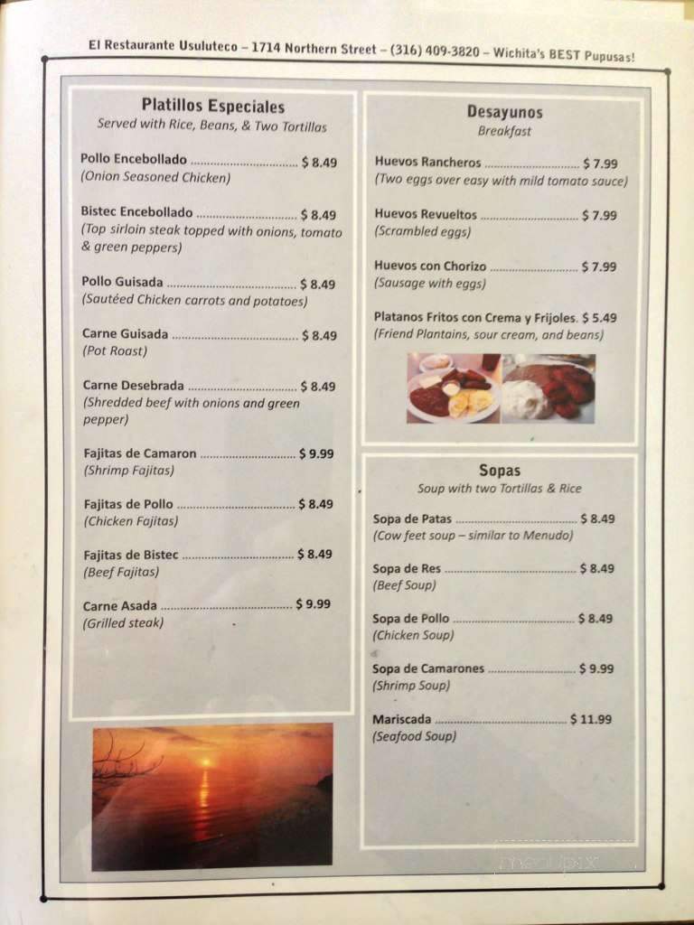 Restaurante Usuluteco - Wichita, KS menu_pic