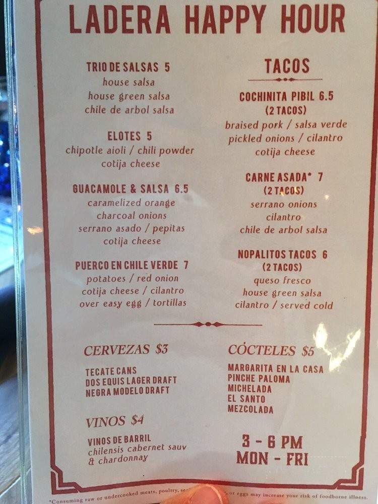 Ladera Taverna y Cocina - Phoenix, AZ menu_pic