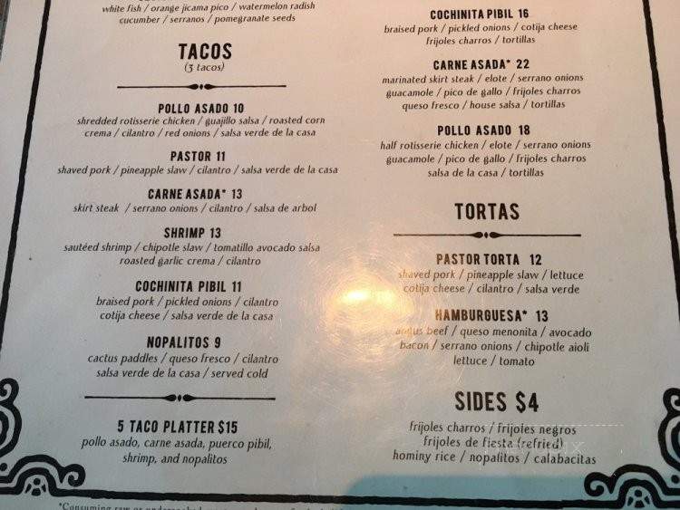 Ladera Taverna y Cocina - Phoenix, AZ menu_pic