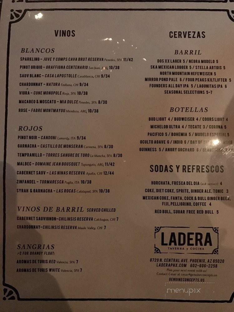 Ladera Taverna y Cocina - Phoenix, AZ menu_pic
