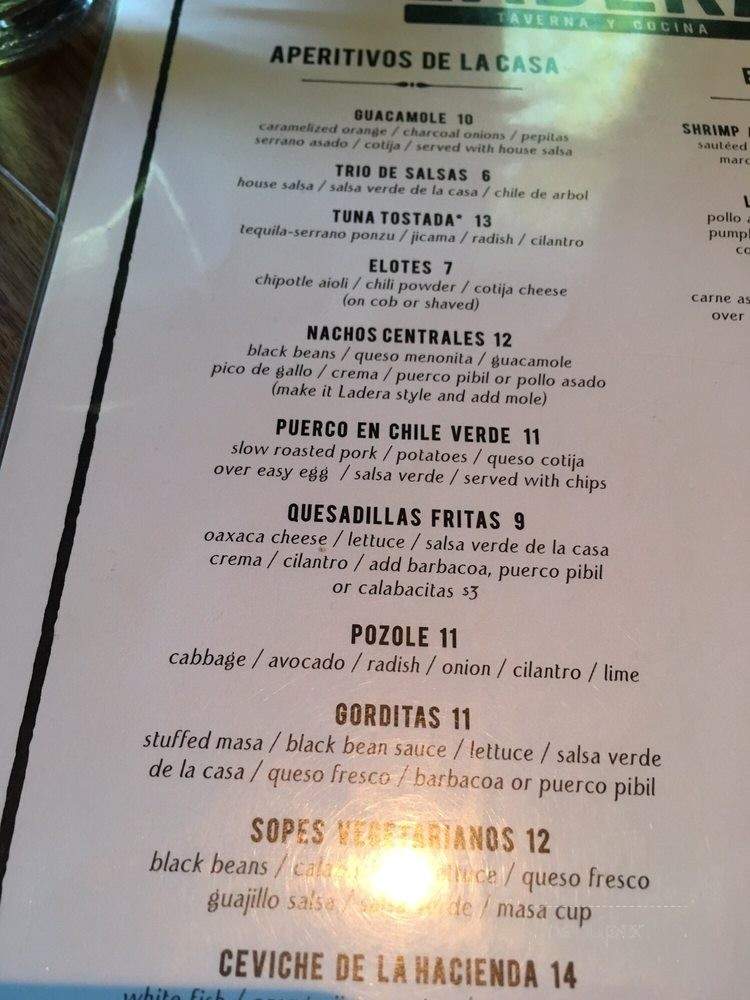 Ladera Taverna y Cocina - Phoenix, AZ menu_pic