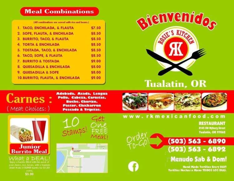 Rosie's Kitchen - Tualatin, OR menu_pic