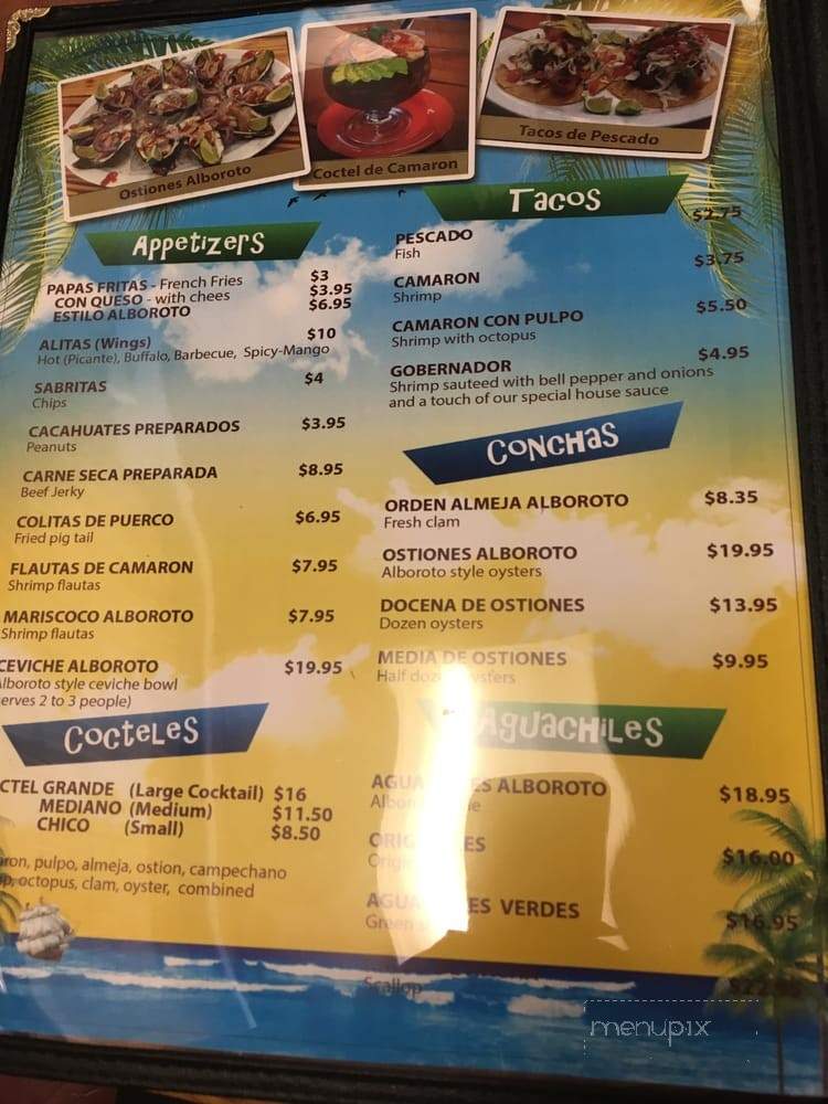 El Alboroto Mariscos & Chavelas - Peoria, AZ menu_pic