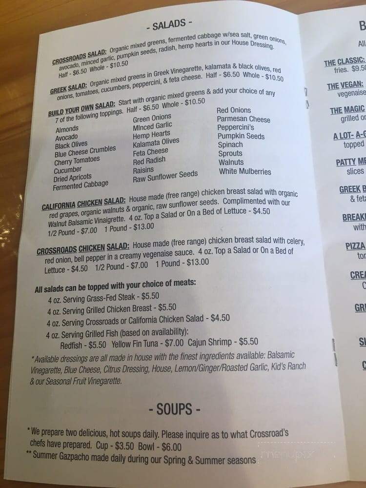 Crossroads Cafe - Ridgeland, MS menu_pic