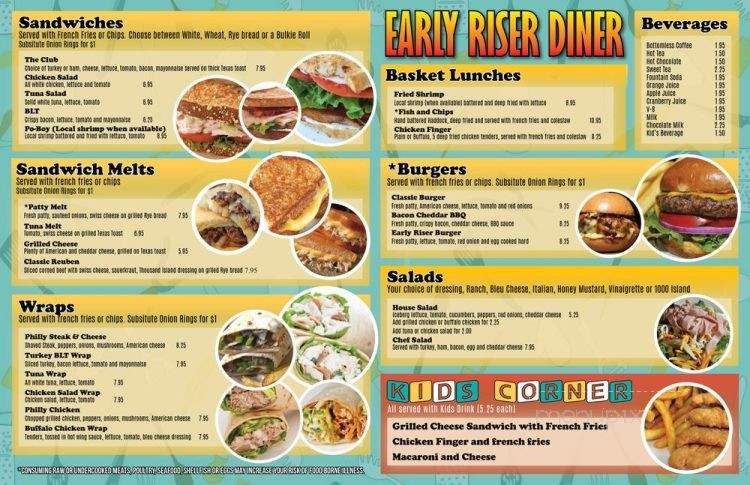 Early Riser Diner - Myrtle Beach, SC menu_pic