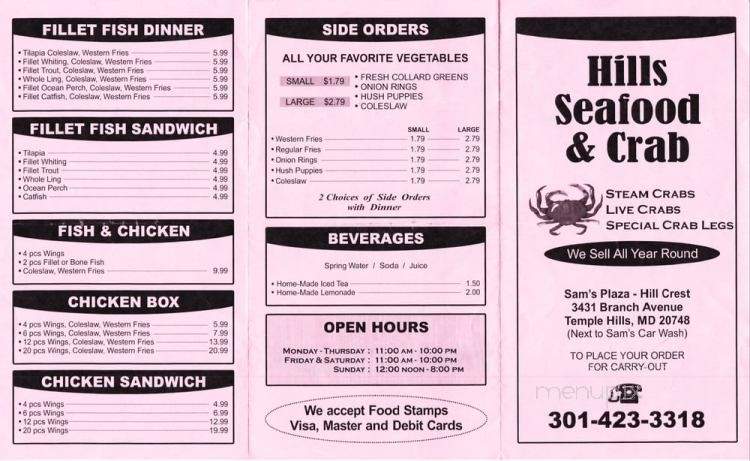 /28003379/Hills-Seafood-and-Crab-Menu-Hillcrest-Heights-MD - Hillcrest Heights, MD