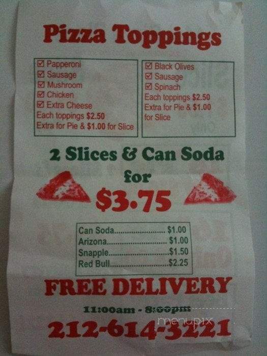 14th Street Pizza Place - New York, NY menu_pic