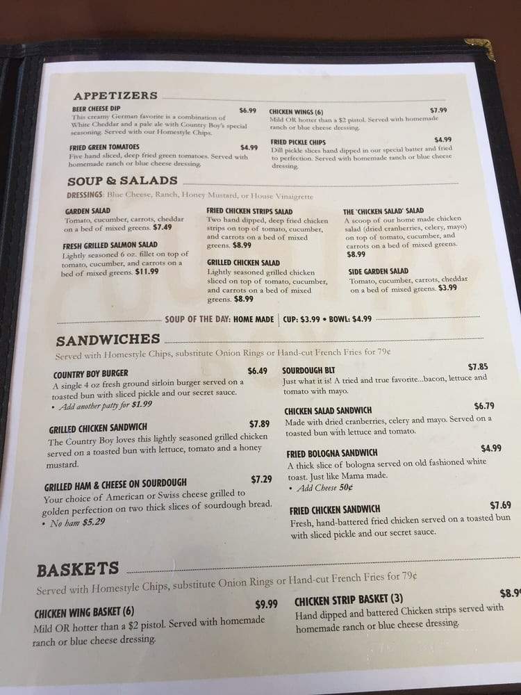 The Country Boy - Franklin, TN menu_pic