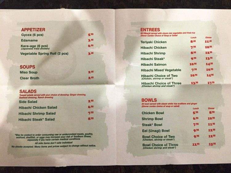 Zebon Hibachi & Deli - Morrisville, NC menu_pic