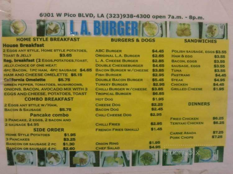 The Los Angeles Burger - Los Angeles, CA menu_pic