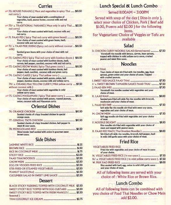Rimping Thai Cusine - Lynnwood, WA menu_pic