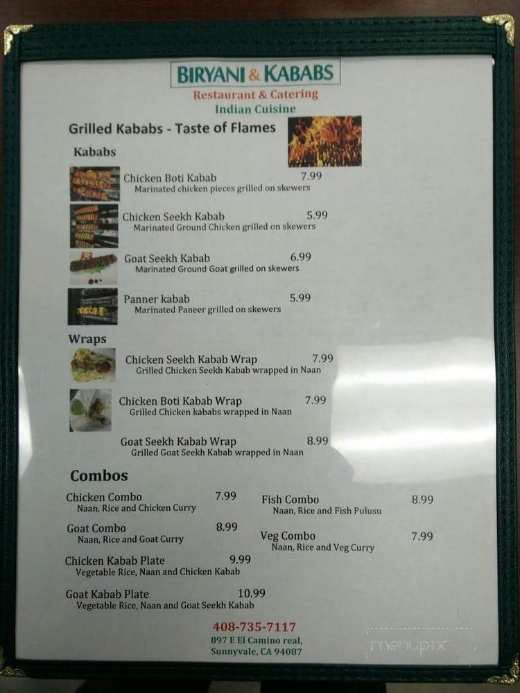 Biryani & Kababs - Sunnyvale, CA menu_pic