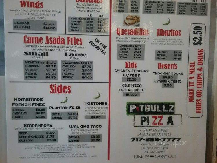 Pitbullz Pizza - Lancaster, PA menu_pic