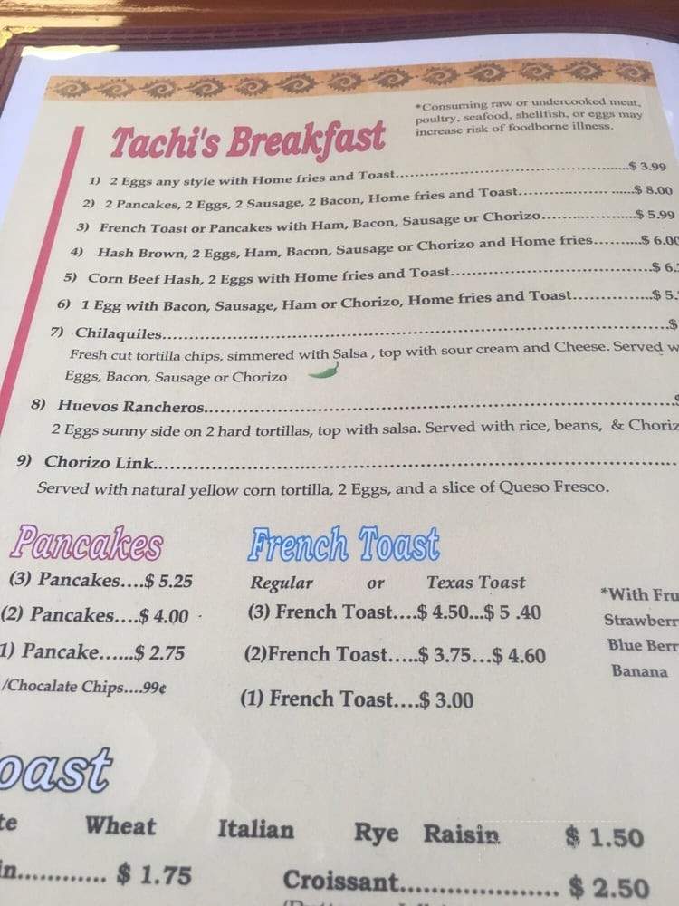Tachi's Kitchen - Riverside, RI menu_pic