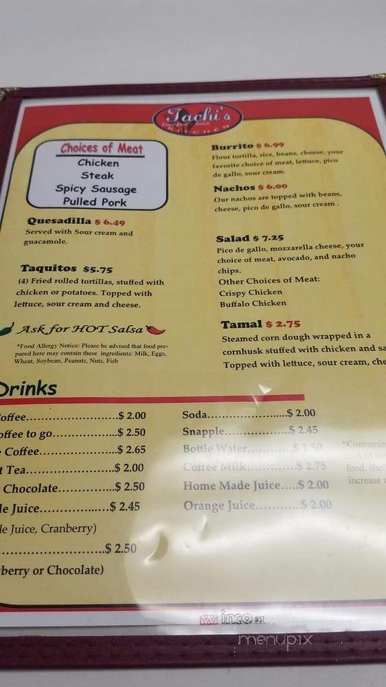 Tachi's Kitchen - Riverside, RI menu_pic