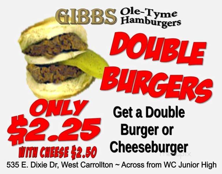 Gibbs Ole Tyme Hamburgers - West Carrollton, OH menu_pic